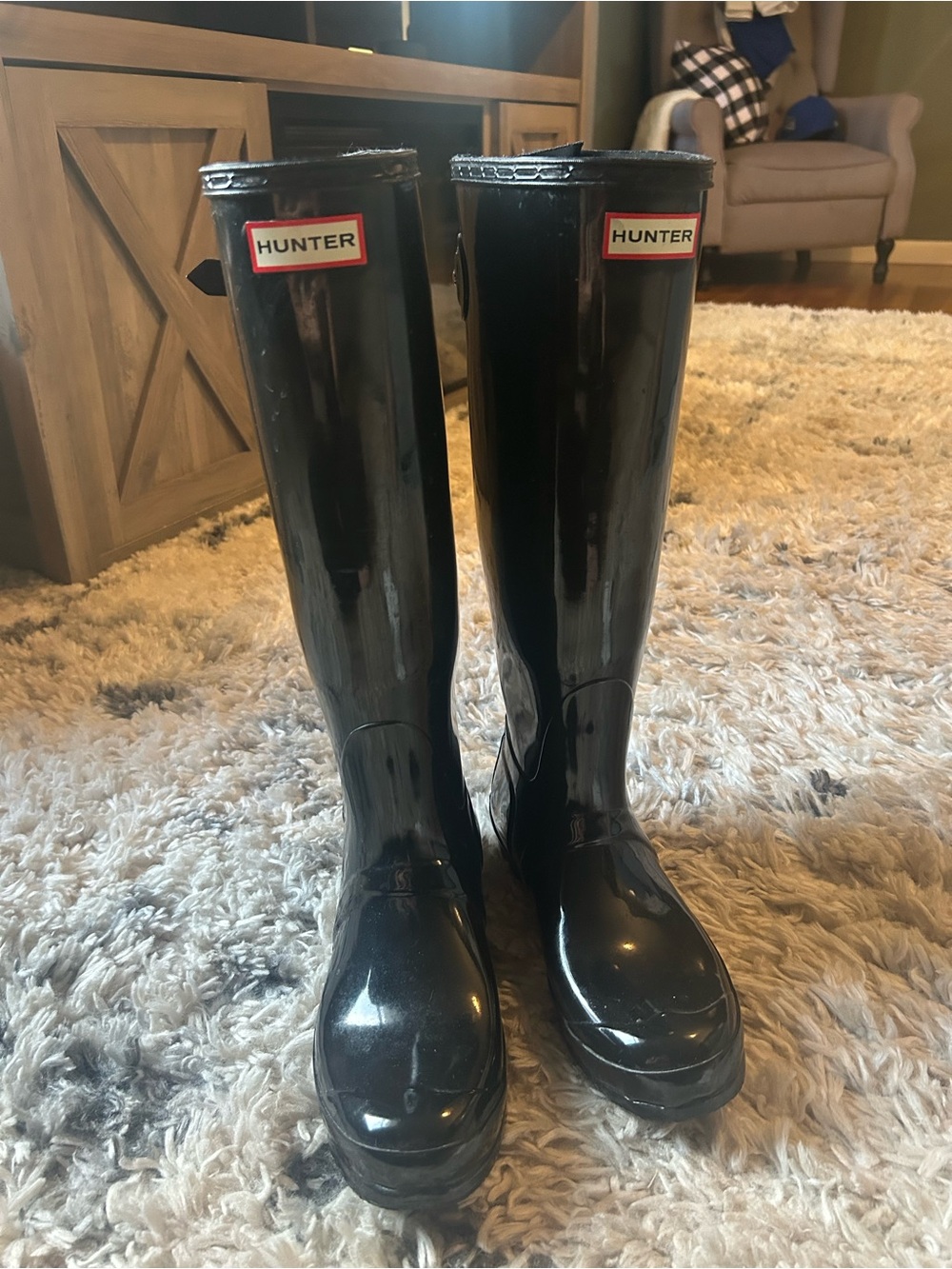 Hunter Gloss Black Knee-High Rain Boots